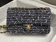 Bagsaaa Chanel Tweed Flap Bag Blue and Flower - 25cm - 4