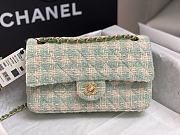 	 Bagsaaa Chanel Tweed Flap Bag Mint and Cream - 25cm - 4