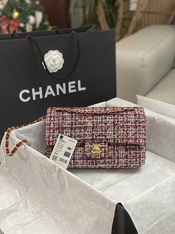 	 Bagsaaa Chanel Tweed Flap Bag Pink, Red, White, Black - 25cm