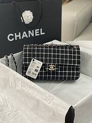 	 Bagsaaa Chanel Tweed Flap Black and White Lines - 25cm - 1
