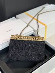 Bagsaaa Chanel Evening Flap Bag Black Tweed and Gold - 20x13x7cm - 6