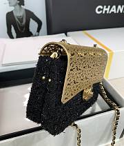 Bagsaaa Chanel Evening Flap Bag Black Tweed and Gold - 20x13x7cm - 4
