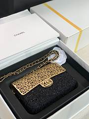 Bagsaaa Chanel Evening Flap Bag Black Tweed and Gold - 20x13x7cm - 3