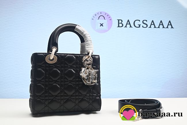 Bagsaaa Dior Lady  Mini Black Cannage Lambskin - 17 x 15 x 7 cm - 1