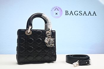 Bagsaaa Dior Lady  Mini Black Cannage Lambskin - 17 x 15 x 7 cm