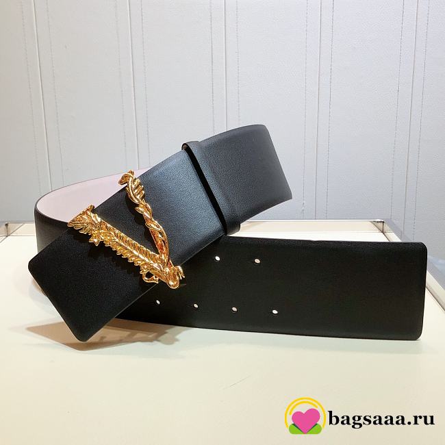 Bagsaaa Versace Barocco V buckle black belt 7cm - 1