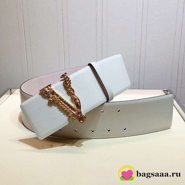 	 Bagsaaa Versace Barocco V buckle white belt 7cm - 1