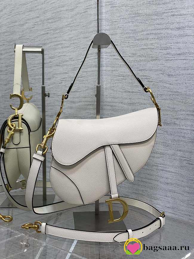 	 Bagsaaa Dior Saddle White Bag - 25.5x20x6.5cm - 1