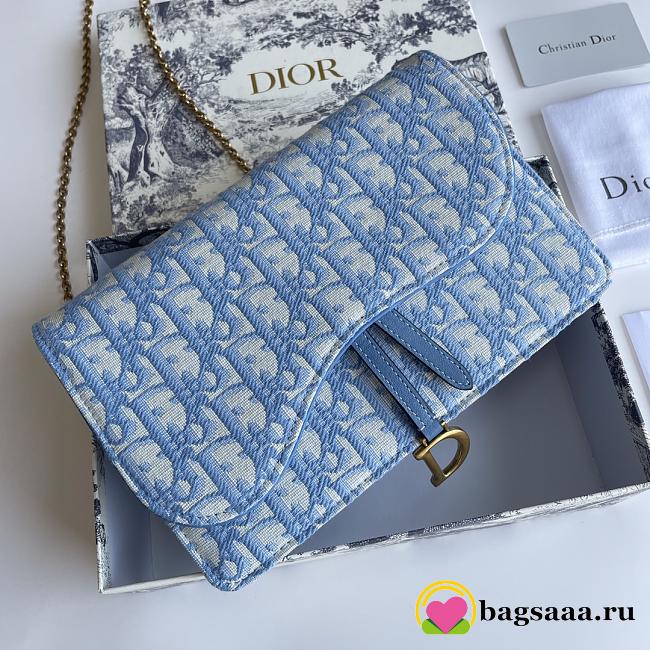 Bagsaaa Dior Saddle Pouch Light Blue Dior Oblique Jacquard - 22 x 14.5 x 4.5 cm - 1