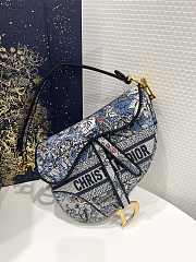 Bagsaaa Dior Saddle Camouflage Embroidered Blue - 25.5 x 20 x 6.5 cm  - 1