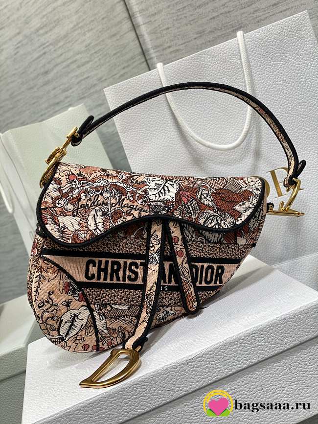 	 Bagsaaa Dior Saddle Camouflage Embroidered Pink - 25.5 x 20 x 6.5 cm - 1