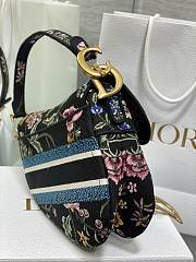 Bagsaaa Dior Saddle Black Flower Embroidered White - 25.5 x 20 x 6.5 cm - 5