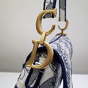 Bagsaaa Dior Saddle Blue and White Embroidered - 25.5 x 20 x 6.5 cm - 4