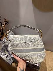 Bagsaaa Dior Grey Toile De Jouy Embroidery Saddle Bag - 25.5 x 20 x 6.5 cm - 5