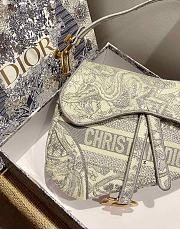 Bagsaaa Dior Grey Toile De Jouy Embroidery Saddle Bag - 25.5 x 20 x 6.5 cm - 3