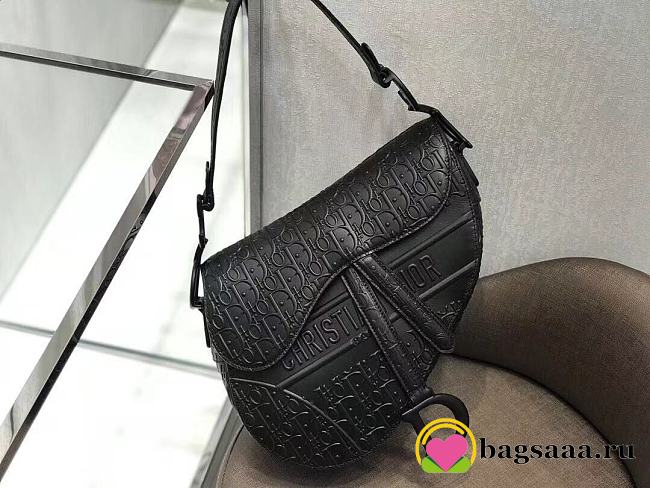Bagsaaa Dior Saddle Black Dior Oblique Embossed Calfskin - 25.5 x 20 x 6.5 cm - 1