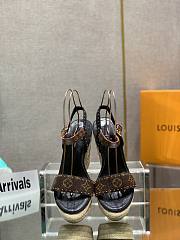 	 Bagsaaa Louis Vuitton Wedge Sandals Black - 5
