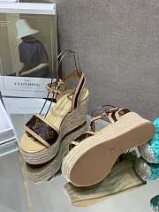 Bagsaaa Louis Vuitton Wedge Sandals White and Brown  - 4
