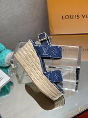 Bagsaaa Louis Vuitton Starboard Wedge Sandal Denim Blue - 4
