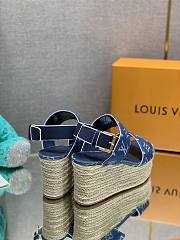 Bagsaaa Louis Vuitton Starboard Wedge Sandal Denim Blue - 3
