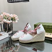	 Bagsaaa Gucci Ankle Tie Wedge Espadrille Pink Sandals - 5