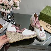 	 Bagsaaa Gucci Ankle Tie Wedge Espadrille Pink Sandals - 4