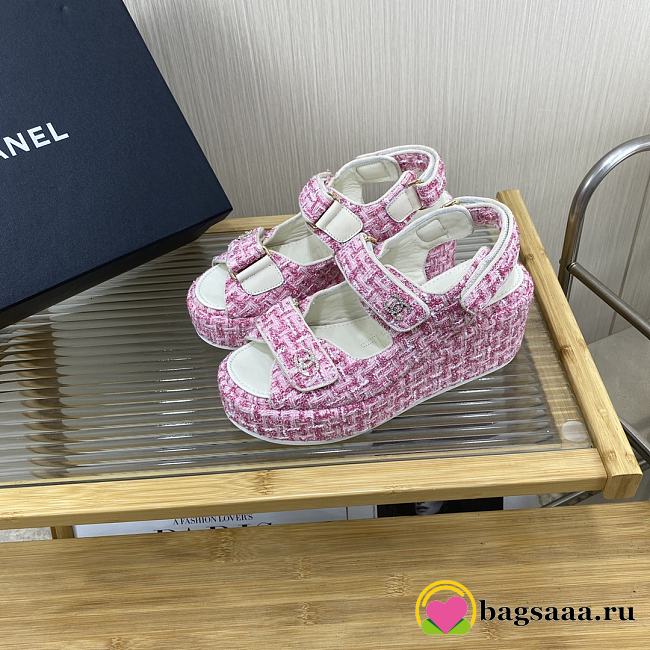 Bagsaaa Chanel Pink Wedge Sandals  - 1