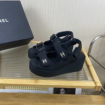 	 Bagsaaa Chanel Black Wedge Sandals