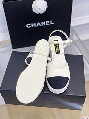 Bagsaaa Chanel Ankle Strap Wedge Espadrilles White Leather - 5