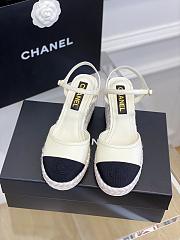 Bagsaaa Chanel Ankle Strap Wedge Espadrilles White Leather - 2