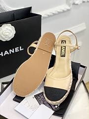 	 Bagsaaa Chanel Ankle Strap Wedge Espadrilles Beige Leather - 2