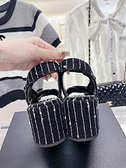 Bagsaaa Chanel Black Tweed Wedge Sandals  - 6