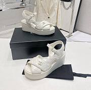 Bagsaaa Chanel White Lambskin Wedge Sandals - 1