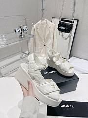Bagsaaa Chanel White Lambskin Wedge Sandals - 6