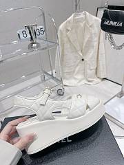 Bagsaaa Chanel White Lambskin Wedge Sandals - 5