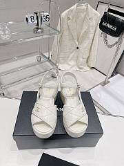 Bagsaaa Chanel White Lambskin Wedge Sandals - 4