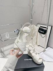 Bagsaaa Chanel White Lambskin Wedge Sandals - 3