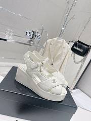 Bagsaaa Chanel White Lambskin Wedge Sandals - 2