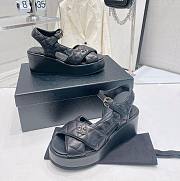 	 Bagsaaa Chanel Black Lambskin Wedge Sandals - 1