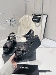 	 Bagsaaa Chanel Black Lambskin Wedge Sandals - 6