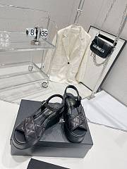 	 Bagsaaa Chanel Black Lambskin Wedge Sandals - 5