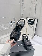 	 Bagsaaa Chanel Black Lambskin Wedge Sandals - 4