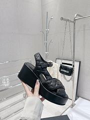 	 Bagsaaa Chanel Black Lambskin Wedge Sandals - 3