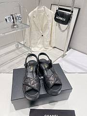 	 Bagsaaa Chanel Black Lambskin Wedge Sandals - 2