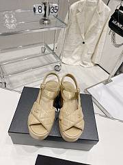 	 Bagsaaa Chanel Beige Lambskin Wedge Sandals - 6