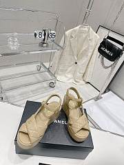 	 Bagsaaa Chanel Beige Lambskin Wedge Sandals - 5