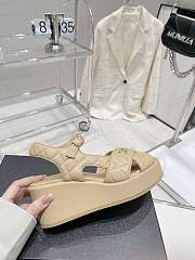 	 Bagsaaa Chanel Beige Lambskin Wedge Sandals - 4