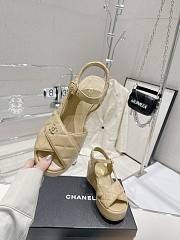 	 Bagsaaa Chanel Beige Lambskin Wedge Sandals - 2