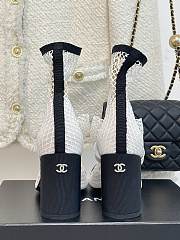 Bagsaaa Chanel Mary Janes Resille, Kid Suede & Patent Calfskin White & Black High Heels - 5