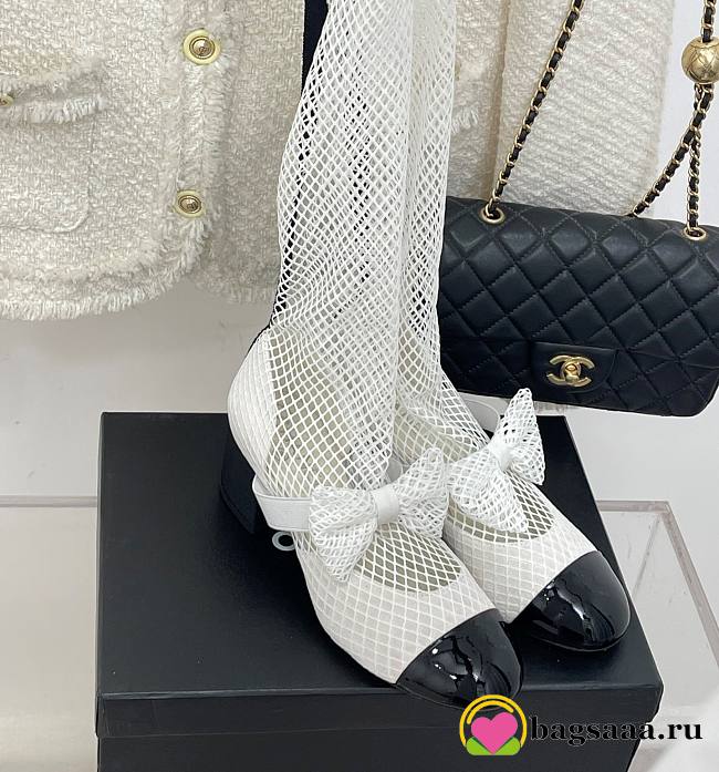 	 Bagsaaa Chanel Mary Janes Resille Calfskin Long White - 1